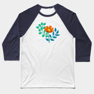 Colorful orange flower design Baseball T-Shirt